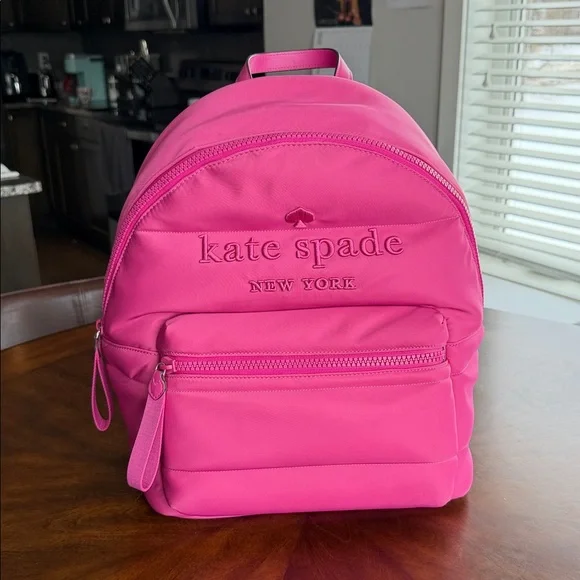 Kate Spade New York Ella Large Puffy Hot Pink Backback - Picture 3 of 11